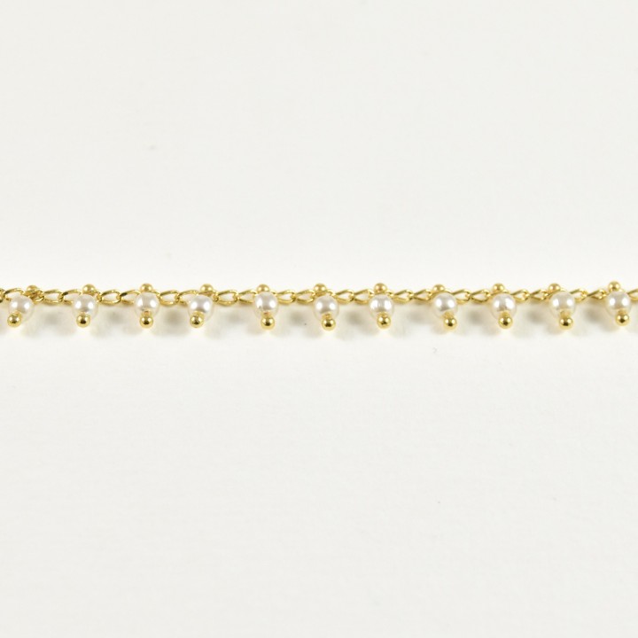 BRACELET PERLES GRIS METALLISE MEDAILLON ACIER INOX GOLD PETIT PRIX