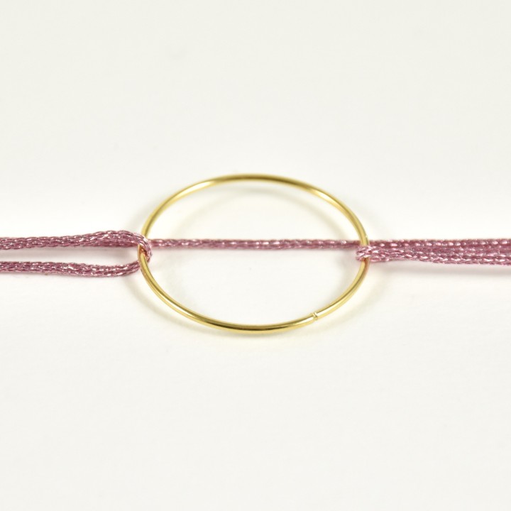 BRACELET CORDON VIOLET CERCLE FIN ACIER INOXYDABLE GOLD PETIT PRIX