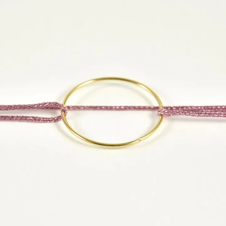 BRACELET CORDON VIOLET CERCLE FIN ACIER INOXYDABLE GOLD PETIT PRIX