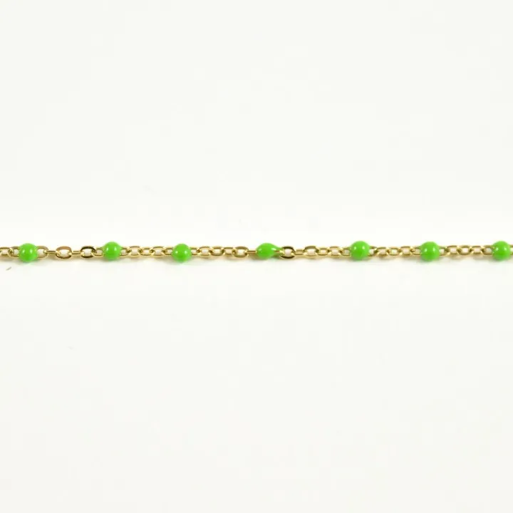 BRACELET PERLES VERT CLAIR ACIER INOXYDABLE GOLD PETIT PRIX