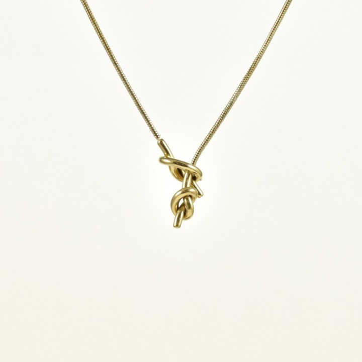 COLLIER MAILLE SERPENT NOEUDS ACIER INOXYDABLE GOLD PETIT PRIX