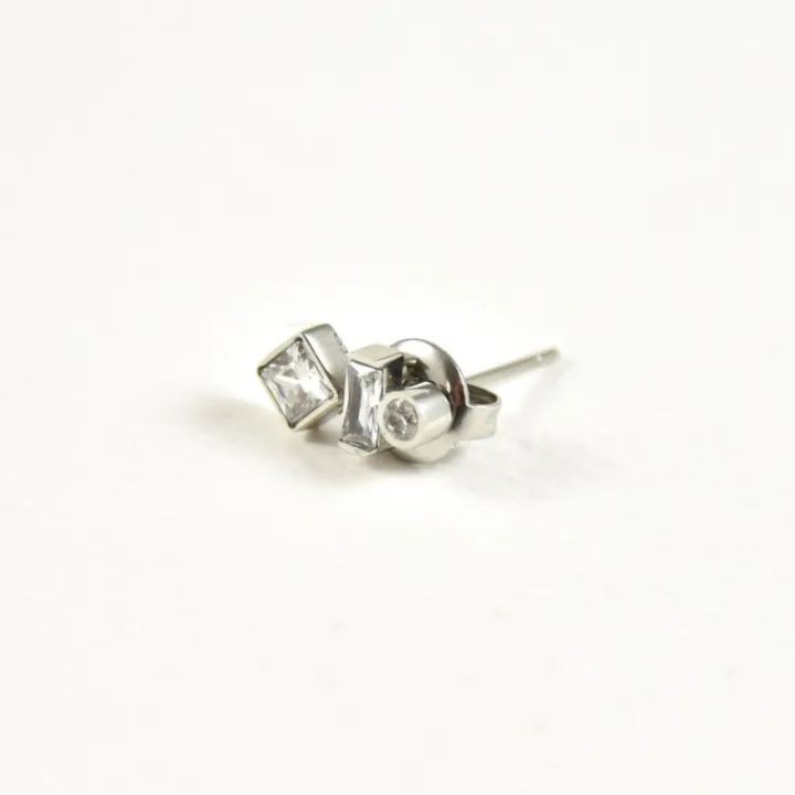 PUCE STRASS ACIER INOXYDABLE SILVER PETIT PRIX