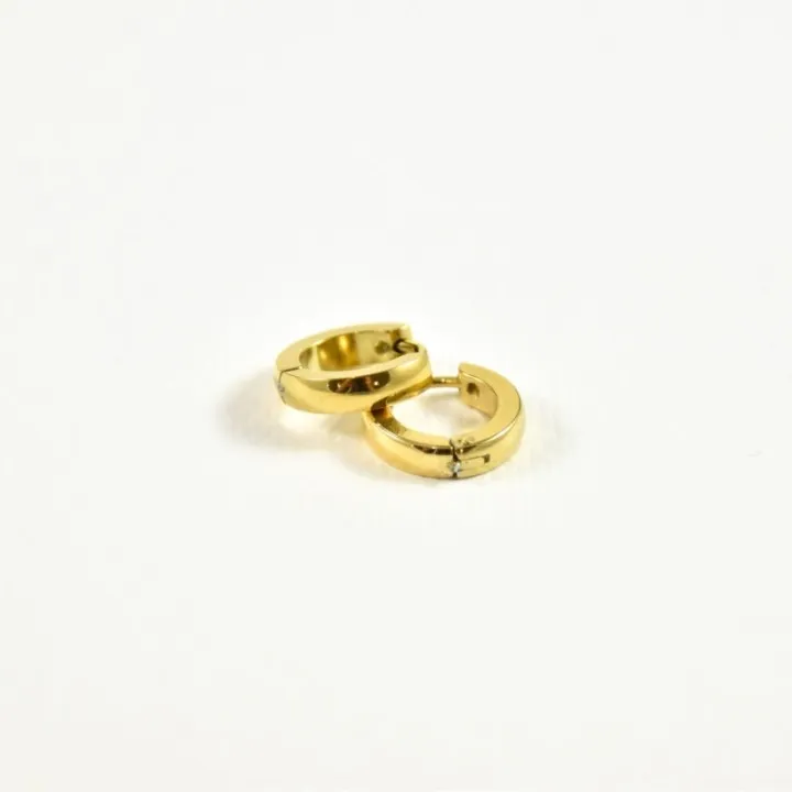 BOUCLES CREOLES EPAISSES ACIER INOXYDABLE GOLD PETIT PRIX