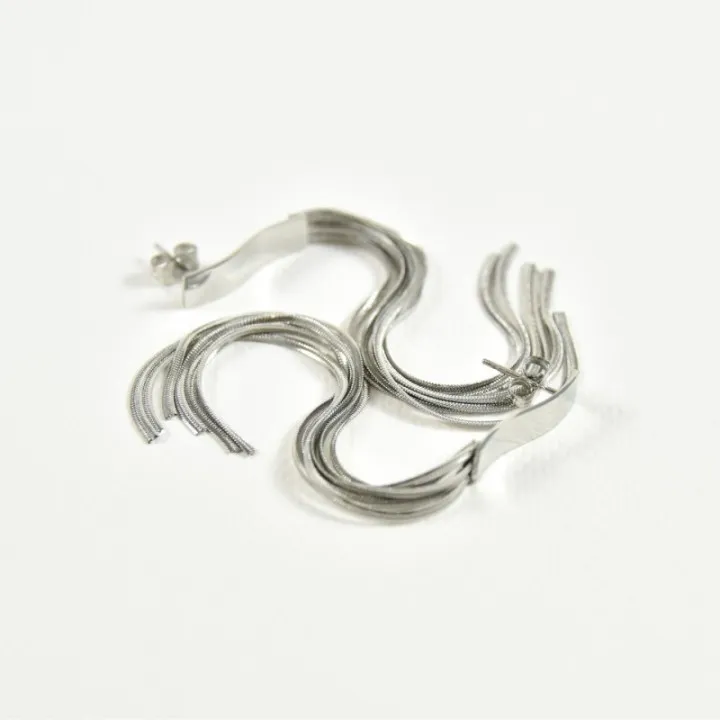 BOUCLES LONGS FILS ACIER INOXYDABLE SILVER PETIT PRIX