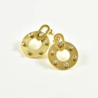 BOUCLES RONDE SIX STRASS ACIER INOXYDABLE GOLD PETIT PRIX