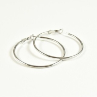 BOUCLES ANNEAUX ENTRELACES ACIER INOXYDABLE SILVER PETIT PRIX