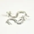 BOUCLES TROIS CHAINETTES STRASS ACIER INOXYDABLE SILVER PETIT PRIX