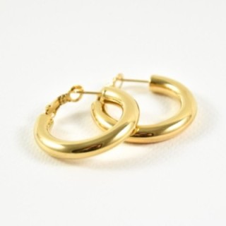 BOUCLES CREOLES EPAISSES ACIER INOXYDABLE GOLD PETIT PRIX