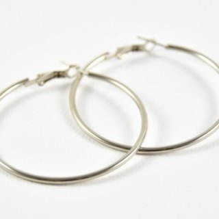 BOUCLES GRANDES CREOLES FINES ACIER INOXYDABLE SILVER PETIT PRIX