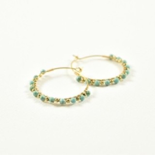 BOUCLES CREOLES GOLD ET VERTES ACIER INOXYDABLE GOLD PETIT PRIX