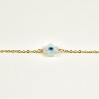 BRACELET OEIL TREFLE ACIER INOXYDABLE GOLD PETIT PRIX