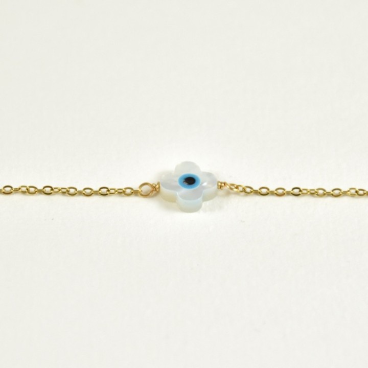 BRACELET OEIL TREFLE ACIER INOXYDABLE GOLD PETIT PRIX