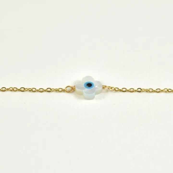 BRACELET OEIL TREFLE ACIER INOXYDABLE GOLD PETIT PRIX