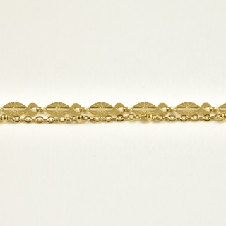 BRACELET PERLES GRIS METALLISE MEDAILLON ACIER INOX GOLD PETIT PRIX
