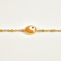 BRACELET PERLES ET OEIL ORANGES ACIER INOXYDABLE GOLD PETIT PRIX