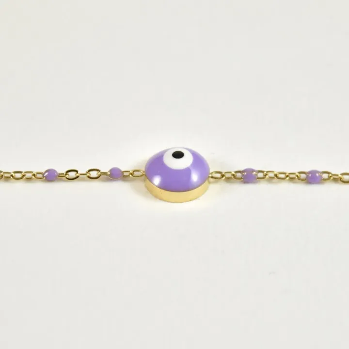 BRACELET PERLES GRIS METALLISE MEDAILLON ACIER INOX GOLD PETIT PRIX