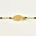 BRACELET NOIR MADONE ET CROIX ACIER INOXYDABLE GOLD PETIT PRIX