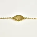 BRACELET MEDAILLE OVALE FEUILLE ACIER INOXYDABLE GOLD PETIT PRIX
