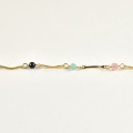 BRACELET MAILLONS COURBES MULTICOLORE ACIER INOX GOLD PETIT PRIX