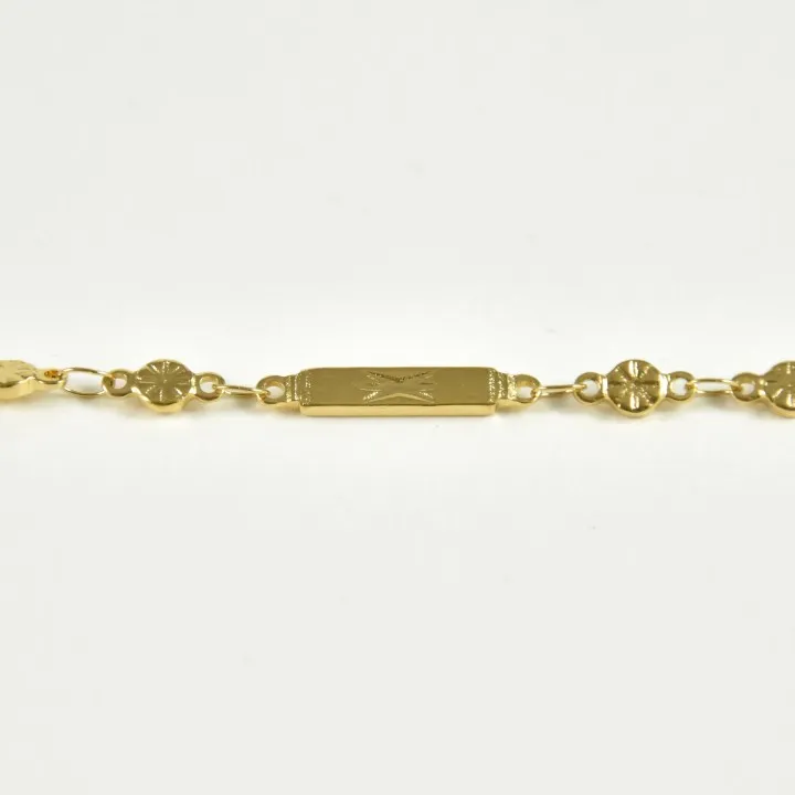 BRACELET PERLES GRIS METALLISE MEDAILLON ACIER INOX GOLD PETIT PRIX