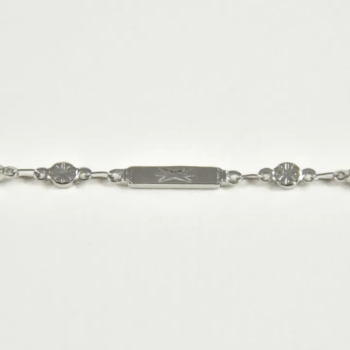 BRACELET PERLES GRIS METALLISE MEDAILLON ACIER INOX GOLD PETIT PRIX