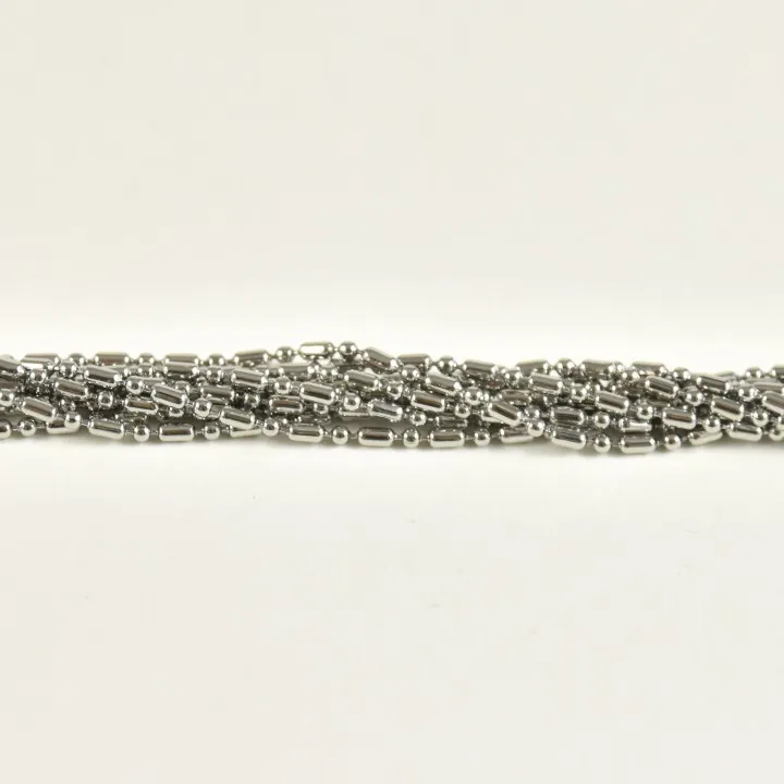 BRACELET PERLES GRIS METALLISE MEDAILLON ACIER INOX GOLD PETIT PRIX