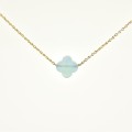 COLLIER TREFLE AMETHYSTE ACIER INOXYDABLE GOLD PETIT PRIX