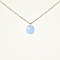 COLLIER CARRE FACETTES BLEU ACIER INOXYDABLE GOLD PETIT PRIX