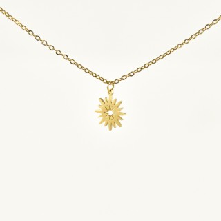 COLLIER SOLEIL AJOURE ACIER INOXYDABLE GOLD PETIT PRIX
