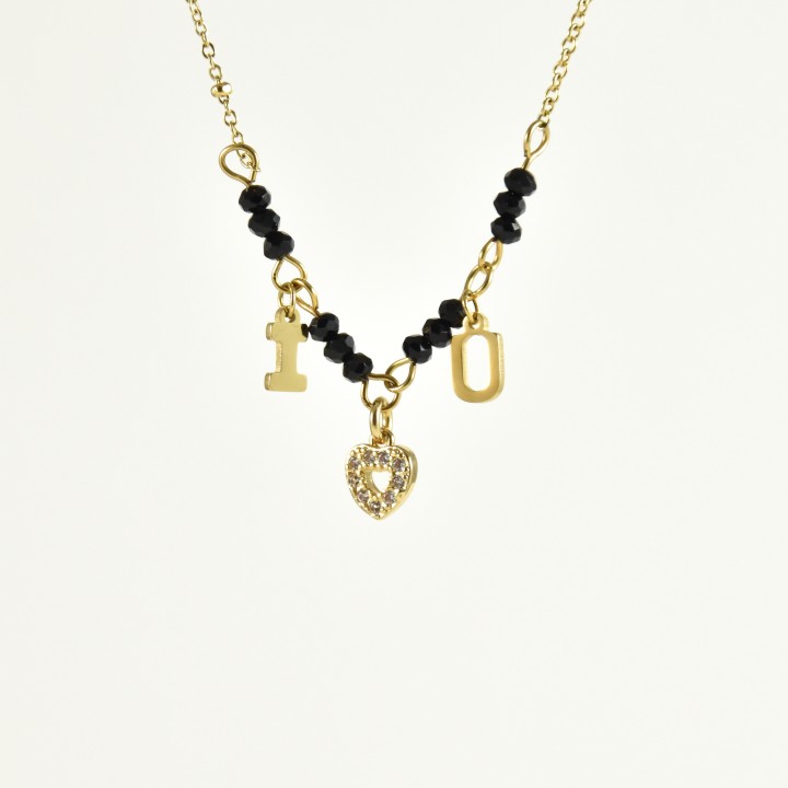 COLLIER I LOVE YOU ACIER INOXYDABLE GOLD PETIT PRIX