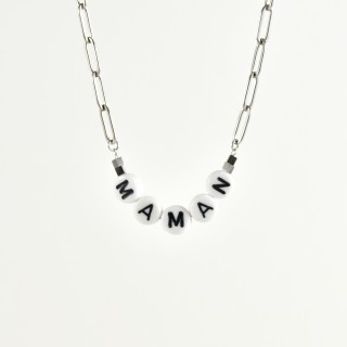 COLLIER MAMAN ACIER INOXYDABLE SILVER PETIT PRIX