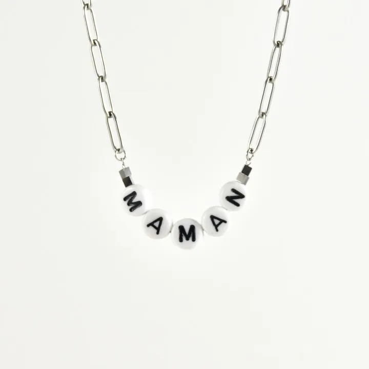 COLLIER MAMAN ACIER INOXYDABLE SILVER PETIT PRIX