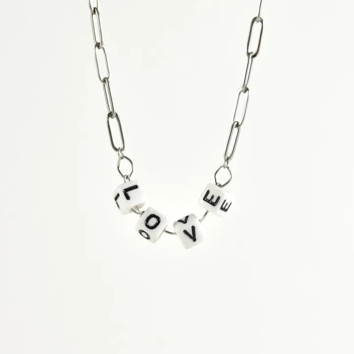 COLLIER LOVE ACIER INOXYDABLE SILVER PETIT PRIX