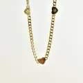 COLLIER COEURS STRASS GROSSE MAILLE ACIER INOXYDABLE GOLD PETIT PRIX