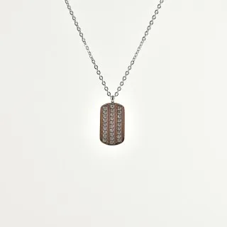 COLLIER MEDAILLON RECTANGLE STRASS ACIER INOXYDABLE SILVER PETIT PRIX