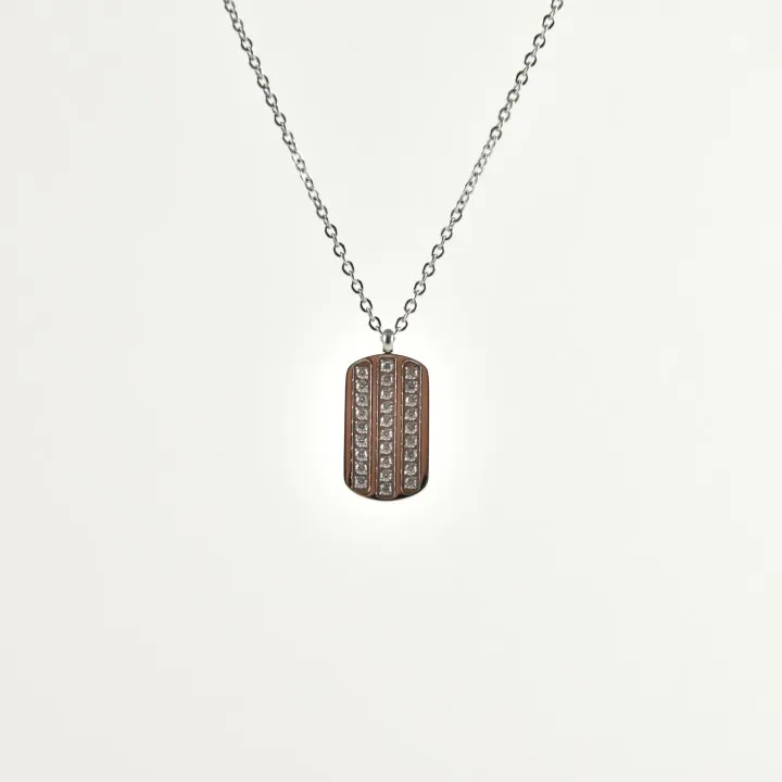 COLLIER MEDAILLON RECTANGLE STRASS ACIER INOXYDABLE SILVER PETIT PRIX
