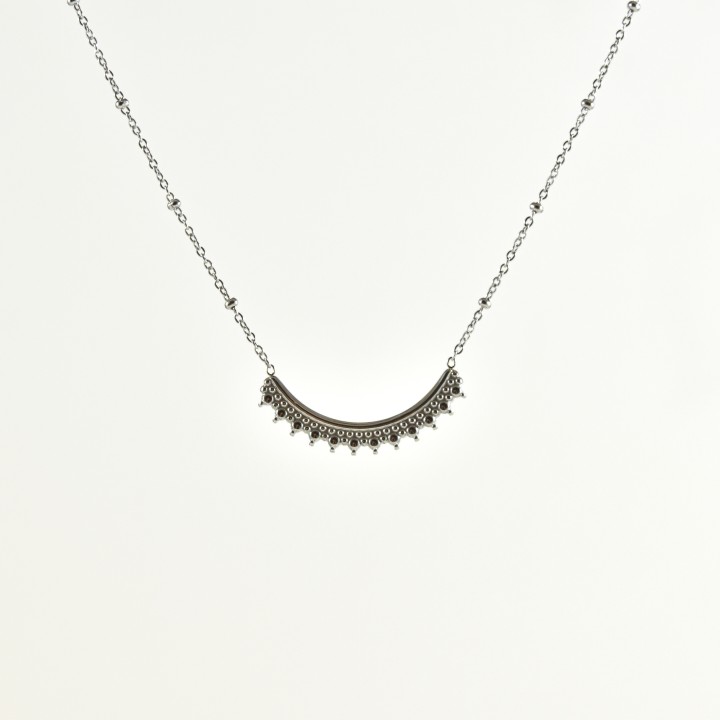 COLLIER ARC DE CERCLE PERLES ACIER INOXYDABLE SIVLER PETIT PRIX