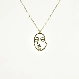COLLIER VISAGE MARTELE ACIER INOXYDABLE GOLD PETIT PRIX