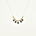 COLLIER PERLES NOIRES ET GOLD ACIER INOXYDABLE GOLD PETIT PRIX