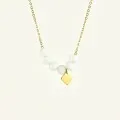 COLLIER PERLES FACETTES BLANCHES ACIER INOXYDABLE GOLD PETIT PRIX
