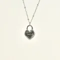 COLLIER COEUR AMOUR GRAVE ACIER INOXYDABLE SILVER PETIT PRIX