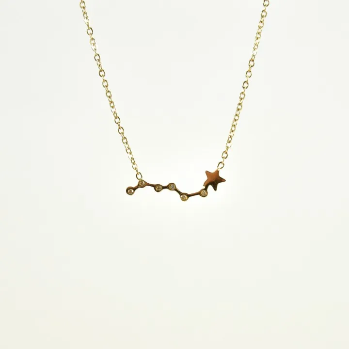 COLLIER ETOILE FILANTE STRASS ACIER INOXYDABLE GOLD PETIT PRIX