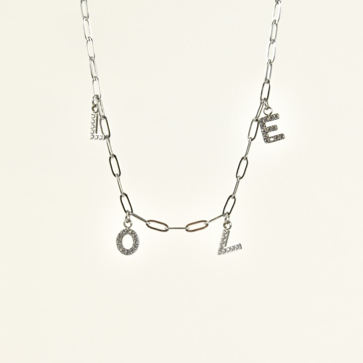 COLLIER ROND COEUR STRASS MAMAN ACIER INOXYDABLE SILVER PETIT PRIX