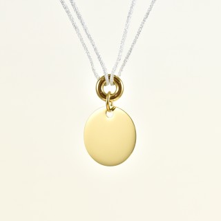 COLLIER CORDON BLANC PASTILLE RONDE ACIER INOXYDABLE GOLD PETIT PRIX