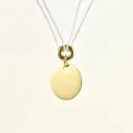 COLLIER CORDON BLANC PASTILLE RONDE ACIER INOXYDABLE GOLD PETIT PRIX