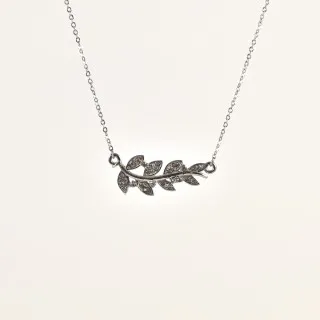 COLLIER FEUILLE STRASS ACIER INOXYDABLE SILVER PETIT PRIX