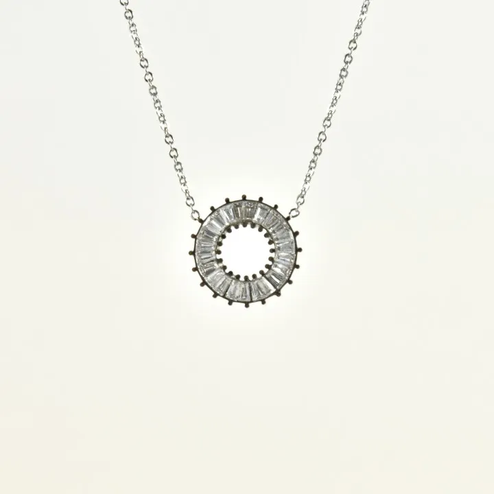 COLLIER ROND STRASS ACIER INOXYDABLE SILVER PETIT PRIX