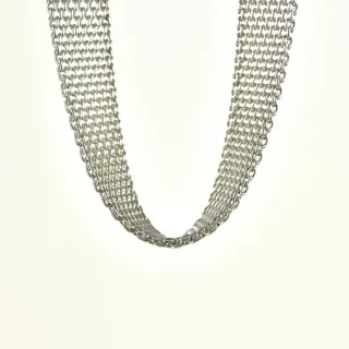 COLLIER LARGE MAILLE GRAINS DE RIZ ACIER INOXYDABLE SILVER PETIT PRIX
