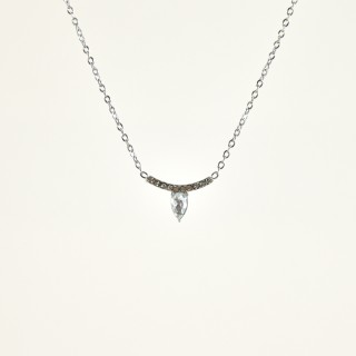 COLLIER COURBE STRASS ACIER INOXYDABLE SILVER PETIT PRIX