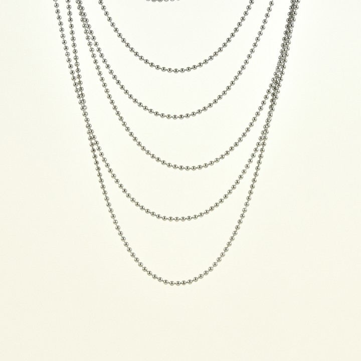 COLLIER SEPT RANGS MAILLE BILLE EN ACIER INOXYDABLE SILVER PETIT PRIX